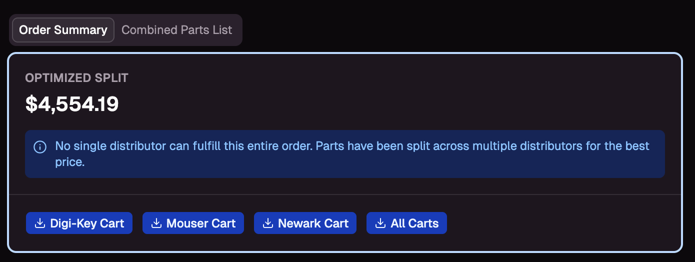 Distributor Order Creation screenshot